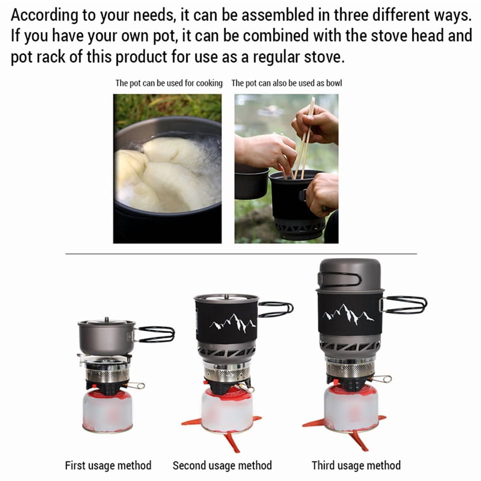 Camping Cookware Set with Windproof Outdoor Stove Light Weight Camping Pot Kit for Outdoor Cooking Hiking Backpacking