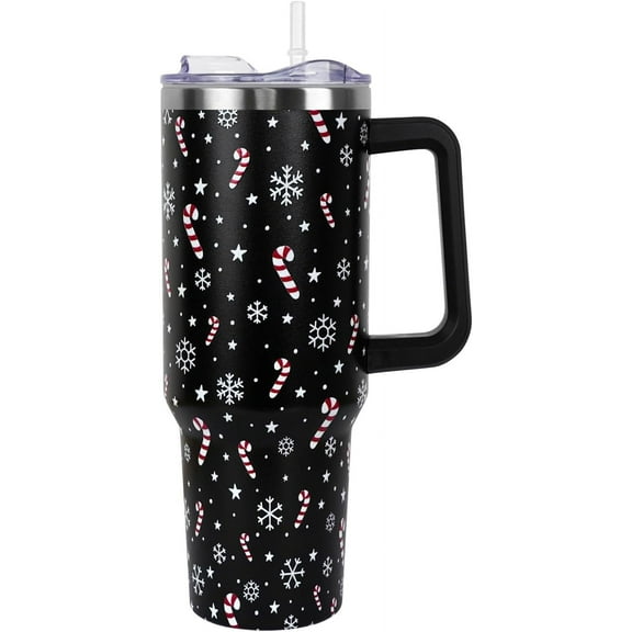 Christmas Tumbler with Handle and Straw Lid 40 oz,Cute Christmas Gifts for Women Xmas Lights Snowflakes Vacuum Insulated Leak Proof Tumbler,Winter Holiday Accessories Stainless Steel Coffee Cup Mug