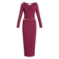 thumbnail image 4 of No Boundaries Long Sleeve Ruched Front Top and Maxi Skirt Set, 2-Piece, Women's XXS-XXL, 4 of 4