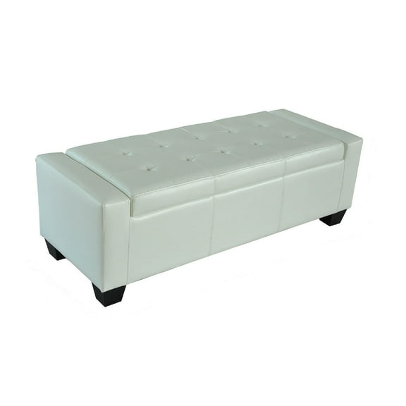 HomCom 51" Faux Leather Unique Tufted Storage Bench Ottoman - Cream White