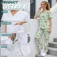 thumbnail image 5 of Yspwyqan Cute Turtle Floral Women's Medical Scrub Sets Size S, 2 Piece V-Neck Short Sleeve Scrubs, Soft Cozy Stretchy Workwear with Pockets for Vet Pet Grooming, 5 of 7