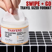 Thayers Exfoliating Facial Toner Pads with Witch Hazel and 2% AHA, Exfoliating Face Toner, 60 Count