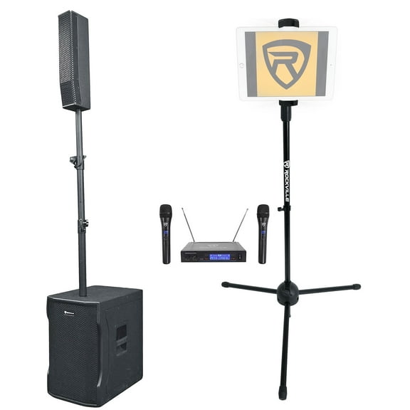 Rockville TITAN COLUMN 12 Karaoke Machine System (2) Wireless Mics Tablet Stand