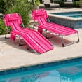 thumbnail image 4 of Costway Chaise de Bronzage avec Dossier Réglable à 4 Positions, Trous pour le Visage et les Bras et Pochette de Rangement à Rayures Roses, 4 of 9