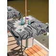 thumbnail image 3 of Square Outdoor Tablecloth With Umbrella Hole And Zipper– Rustic Daisy Waterproof Patio Table Cover for Party, Picnic, Backyard, 54"x54" , Teal Flowers Grey Wood Textured, 3 of 8