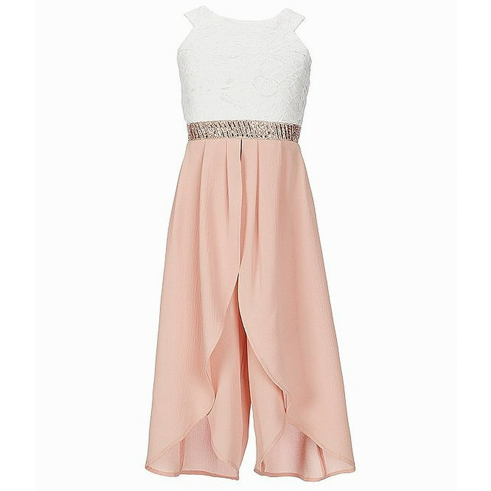 Girls Jumpsuit White Lace Embellished 14