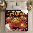 thumbnail image 5 of You Make Miso Happy Kawaii Soup Bowls Pun, Playful Artistic Scene, Warm Flannel Blanket for Sunroom and Reading Nook, Garden Lovers Valentine's Day Gift, Playful Home Decor, 5 of 9