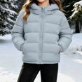 thumbnail image 2 of Afuyipoi Girls Puffer Jacket (3-15) Hooded Zip-Up Winter Warm Outerwear Blue 12, 2 of 9