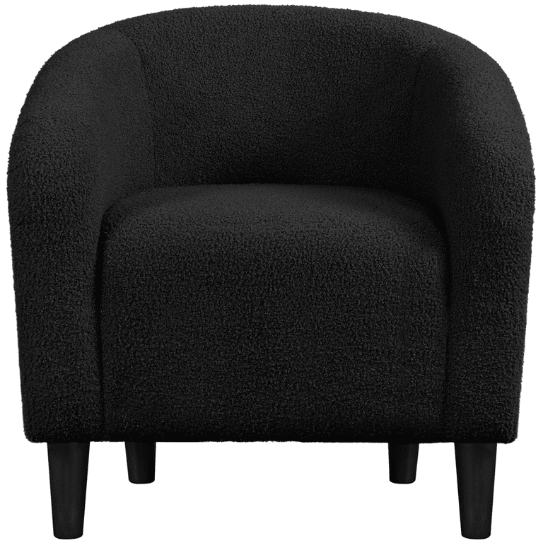 Easyfashion Upholstered Barrel Accent Chair Black Walmart