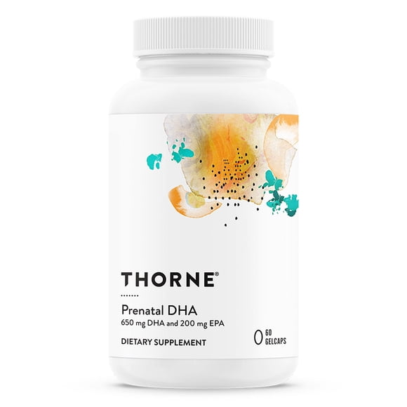 Suplemento THORNE Prenatal DHA 650 mg DHA 200 mg EPA 60 cápsulas