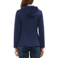 thumbnail image 3 of INSPIRE CHIC Women's Toggle Duffle Coat Zipper Front Solid Cropped Hooded Anorak M Navy Blue, 3 of 6