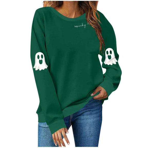 Yangnuo Womens Halloween Graphics Sweatshirts Women's Fashionable Loose Casual Printed Long Sleeved Sweatshirt Top