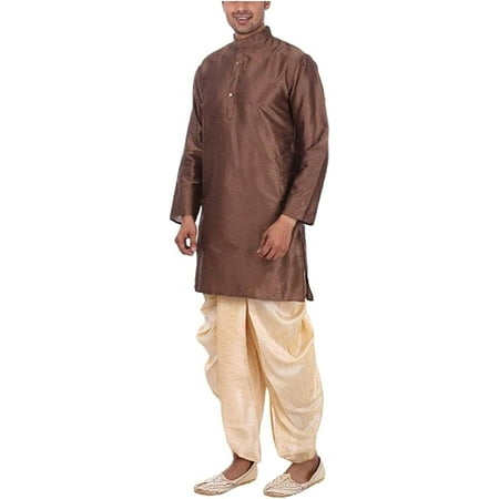 

Royal Kurta Men s Silk Blend Dhoti Kurta Set Dark Brown