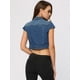 thumbnail image 4 of Chaqueta de mezclilla de verano para mujer Chaquetas de mezclilla recortadas de manga corta con botones Azul L, 4 of 5