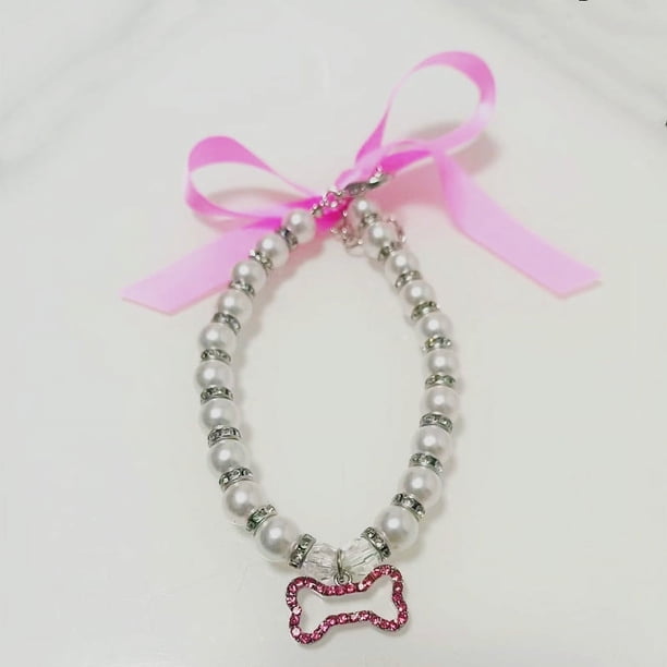 Zhuge Collar de decoración para mascotas, accesorio para gatos y perros, rango ajustable, collar para cachorros, gatos, accesorios de aseo para mascotas, L, blanco