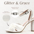 thumbnail image 4 of Women's Bow Knot Heeled Sandals Chic Pleated Bow Chunky Heels Wedding Shoes Adjustable Ankle Buckle Straps Block Sandals High Slingback Dress Shoes, 4 of 9