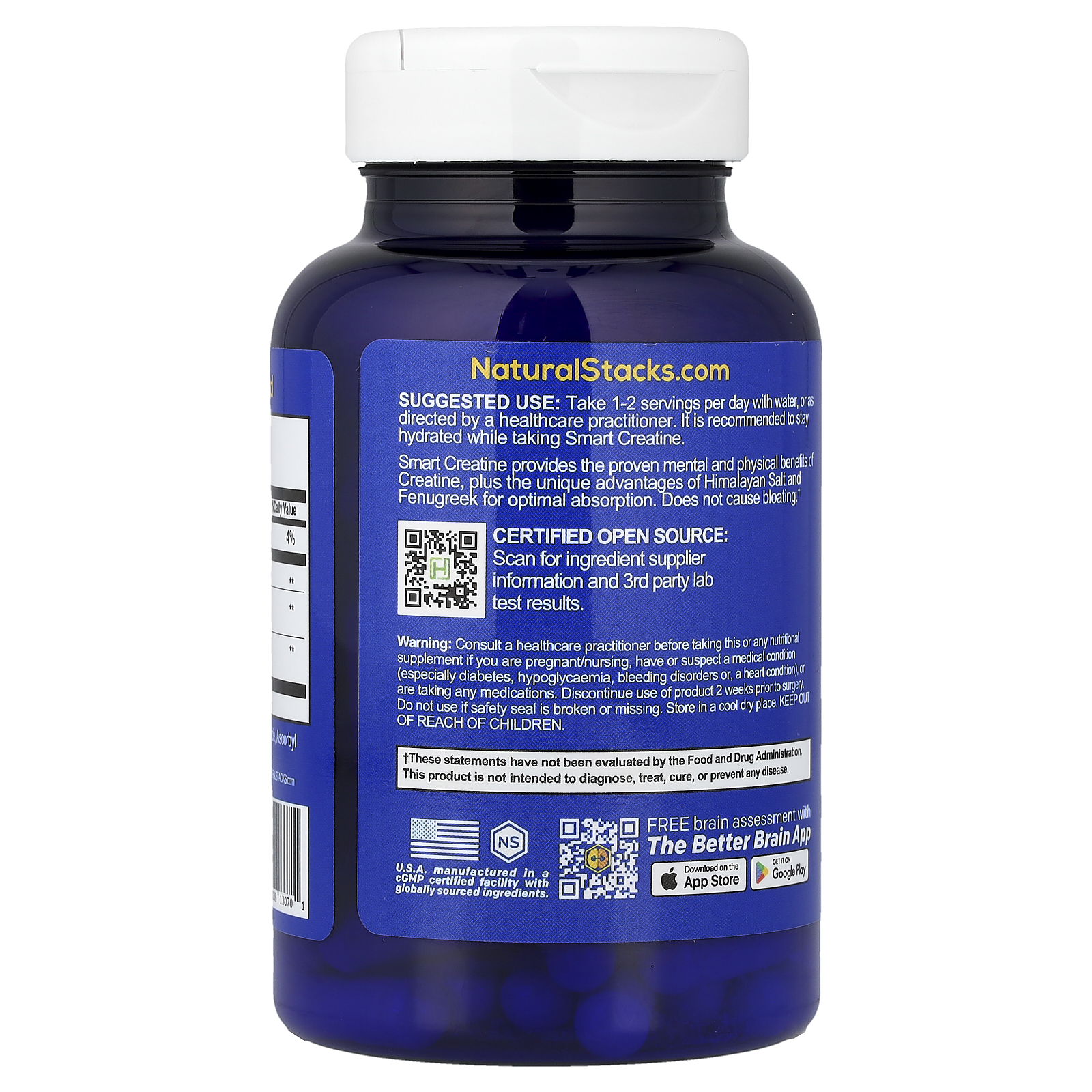 Natural Stacks Smart Creatine, 120 cápsulas veganas 2