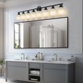 thumbnail image 3 of ACE-LIGHTS,Modern 8-Lights Vanity Bathroom Mirror Light with Frosted White Glass(Bulbs Not Included),Contemporary Wall Sconce for Bathroom,Dressing Room,Bedroom,Living Room(Black), 3 of 9