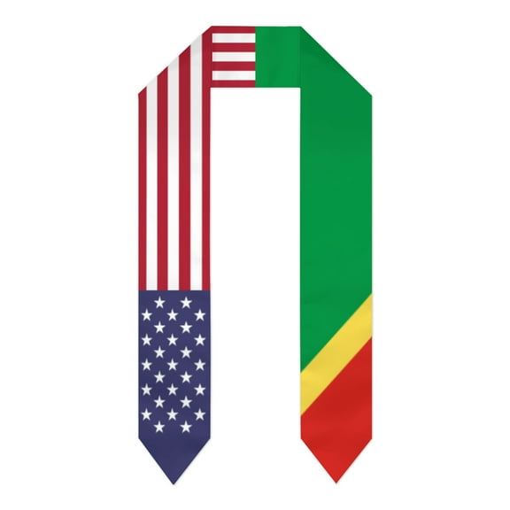 Republic of Congo & USA United States Flag Shawl Sash Stole Graduation Shawls Wraps Scraf For International Study