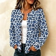thumbnail image 5 of KLHDSF Women's Leopard Print Knit Cardigan Button Down Long Sleeve Crew Neck Slim Fit Fall Streetwear Casual Jacket for Women Blue S, 5 of 8