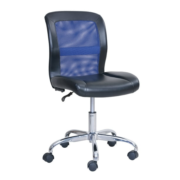 Mainstays MidBack, Vinyl Mesh Task Office Chair, Black and Blue
