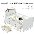 thumbnail image 3 of Twin Size Montessori Floor Bed with 4 Drawers, Low Wooden Platform Bed with Guardrail Headboard & Ladder, Playhouse Bedframe for Girls Boys, No Box Spring Needed, Easy Assembly, White, 3 of 8
