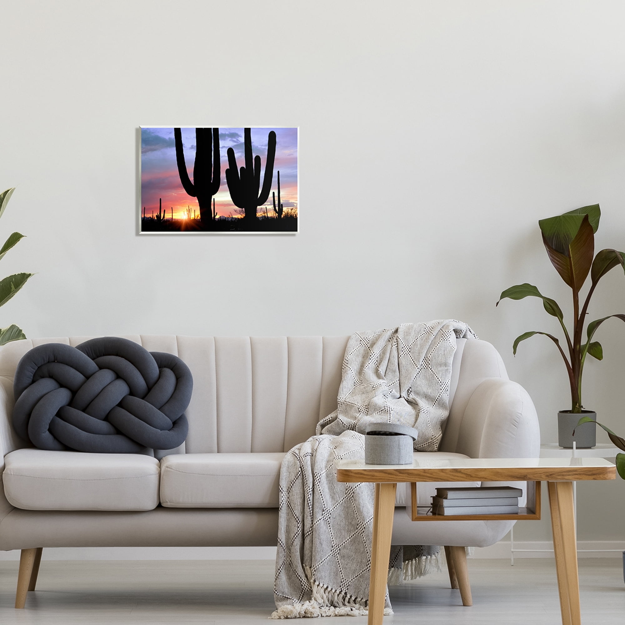 Stupell Industries Desert Cactus Sunset Silhouettes Landscape Photography Unframed Art Print Wall Art
