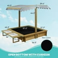 thumbnail image 2 of Gowoodhut Outdoor Kids Sandbox with Lid, Wooden Sand Box with Cover, with 2 Side Buckets, Adjustable Canopy & UV-Protection, Natural fir/Smooth Surface, Sand Box for Kids Ages 2-8, 2 of 8