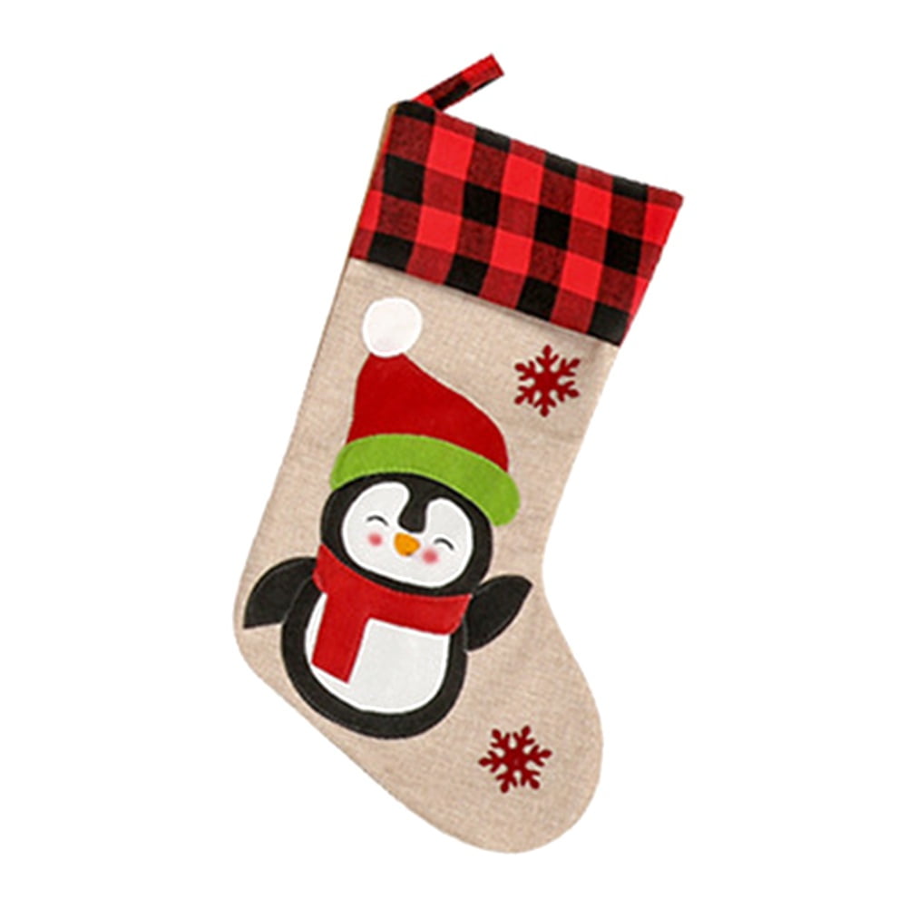 Christmas Red Stocking XMAS Socks Bags Fancy Dress Hanging Snowman Santa Claus 
