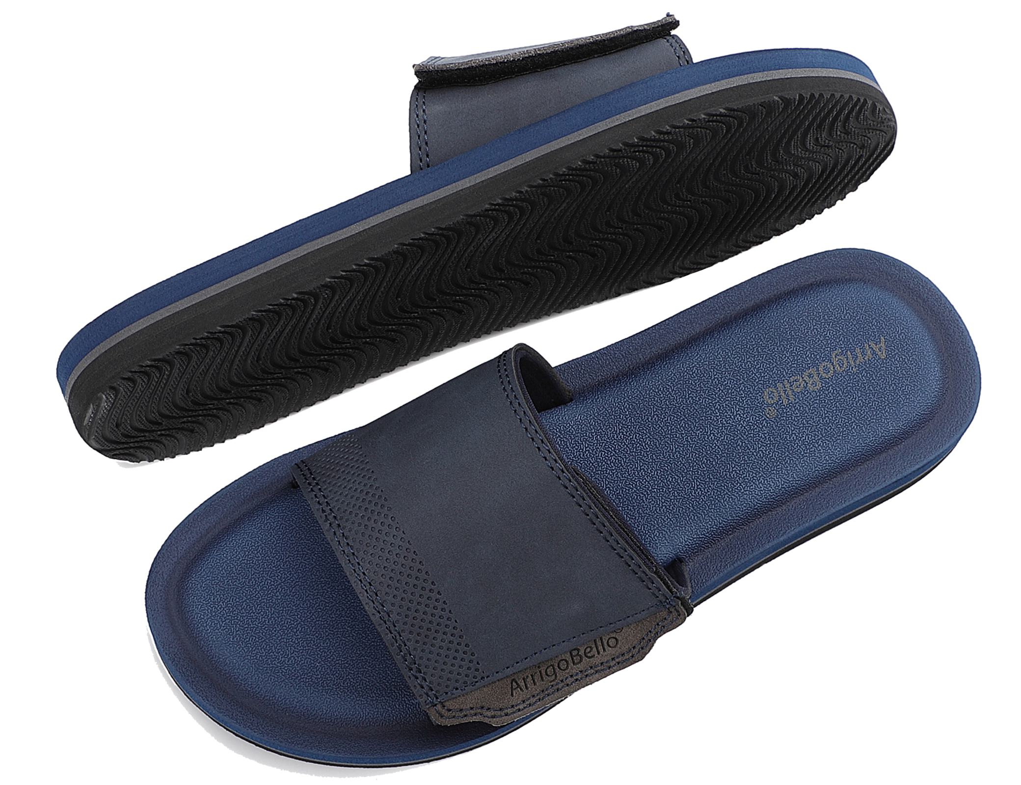 ARRIGO BELLO Mens Slides Adjustable Sandals Slip On Slides