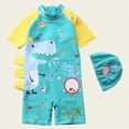 thumbnail image 2 of TOWED22 Newborn Infant Baby Boy Girls Shark One Piece Swimsuit Short Sleeve Zip Up Rash Guard Swimwear Sun Protection Bathing Suits Light Green,1-2 Y, 2 of 5