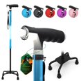thumbnail image 1 of Bastón BeneCane Quad Cane con dos luces LED, base grande, mango en T y ligero, ajustable, de cuatro puntas, resistente, para hombres y mujeres (azul), 1 of 5