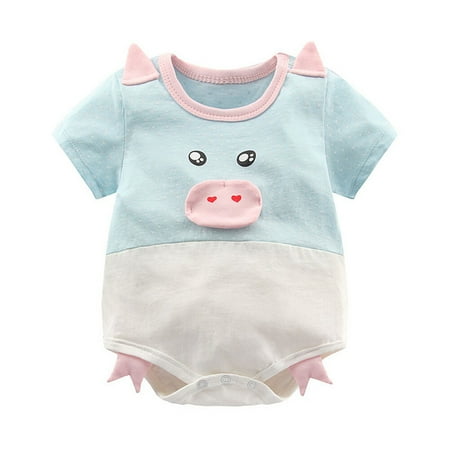 

Pig Design Baby Crawl Suit Short Sleeve Cotton Body Suit Baby Romper for Baby Use 80 Yrad Suitable for Height Under 75cm