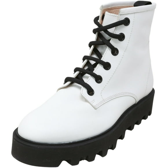 Agl Women's Platform Boot White Ankle-High Leather - 9M