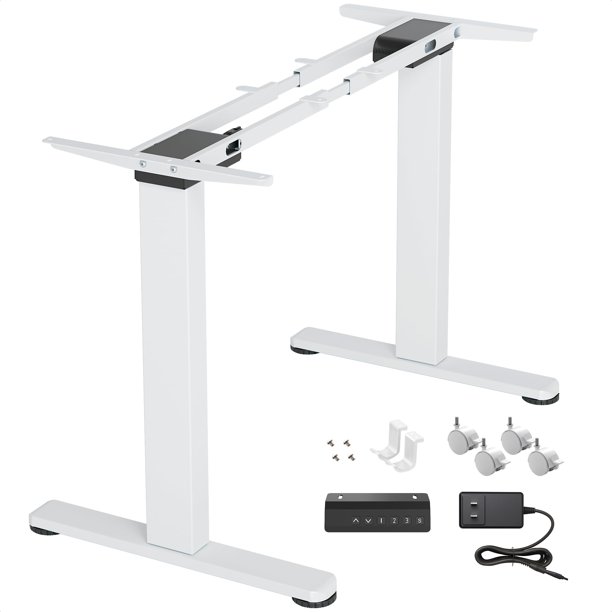 Marco de escritorio de pie Claiks Dual Motor Electric, 63 pulgadas, blanco