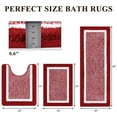 thumbnail image 6 of Findosom 3pcs Bathroom Rugs Set with U-Shaped Mat, Non Slip, Quick Drying, Ultra Soft and Water Absorbent Bath Rug Mat Carpet Machine Washable 18"x26"+18"x48"+U Shape 20"x24" Red, 6 of 8