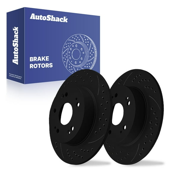 AutoShack Rear Solid Drilled & Slotted E-Coated Brake Rotors Black Finish 2-PC Set Replacement for 2005-2021 Honda Accord 2016-2022 Honda HR-V 2009-2014 Acura TSX NightGuard 11.1" (282 mm)