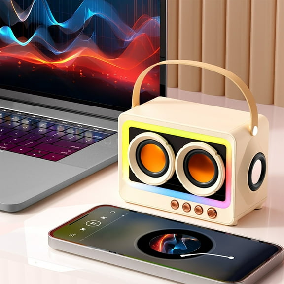 cvlncycling Clearance Bluetooth Speaker Waterproof,Portable Bluetooth Speaker,360 Degree Stereo Sound Effect Cool RGB Lighting 5.3 Bluetooth Sound System,for Family Gatherings and Outdoor