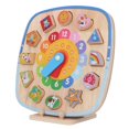 thumbnail image 4 of Reloj de clasificación de formas, bloque de madera de caucho Natural, reloj de aprendizaje con borde brillante seguro para niños, tiempo educativo para aprender, 4 of 5