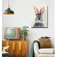 thumbnail image 3 of Kids Room Decor Bunny Decor Wall Art Blue Gray Cute Rabbit Poster Picture Canvas Print Girls Baby Wall Decorations 1 Panel Nursery Decor Artwork Framed Wall Art Ready to Hang 12" Wx16 H, 3 of 6