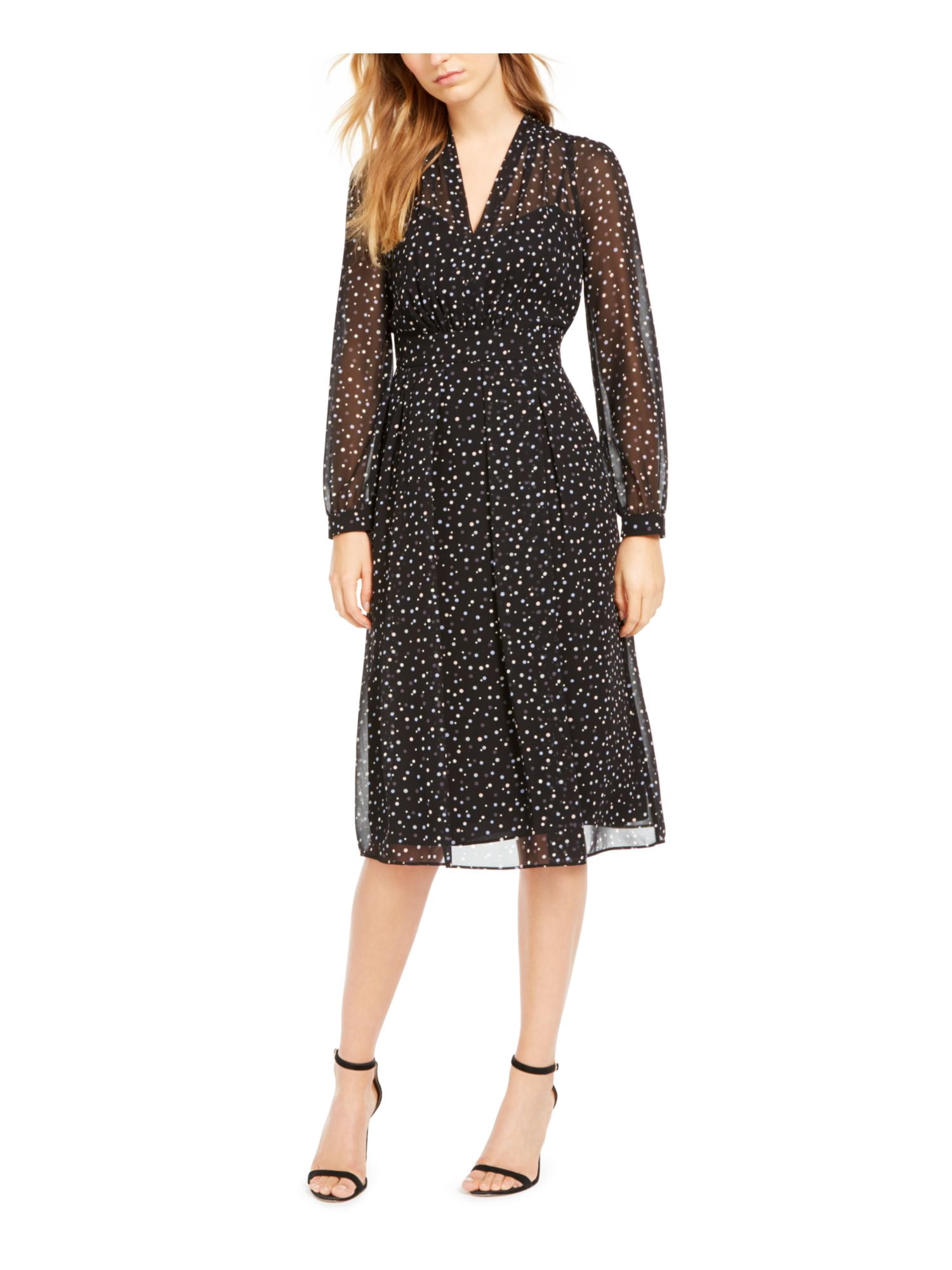 V Neck Midi Fit + Flare Dress Size 