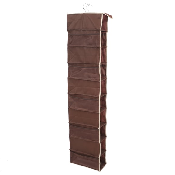 10 Layers Non-woven Fabric Large Shoes Rack Foldable Hanging Shoes Storage Organizer (Coffee)