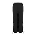 thumbnail image 5 of Huhua Cargo Pants for Women High Waisted Baggy Wide Leg Pants Straight Draping Overalls Slimming Pants Black, 5 of 5