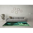 thumbnail image 3 of Ahgly Company Machine Washable Indoor Rectangle Abstract Turquoise Blue Modern Area Rugs, 8' x 12', 3 of 4