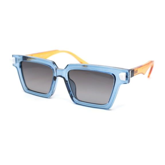 Womens Artsy Lipstick Hinge Retro Horn Rim Sunglasses Blue Orange - Smoke