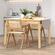 Costway Set of 2 Rattan Accent Chairs Mid Century Dining Armchair Bamboo Frame Kitchen Natural