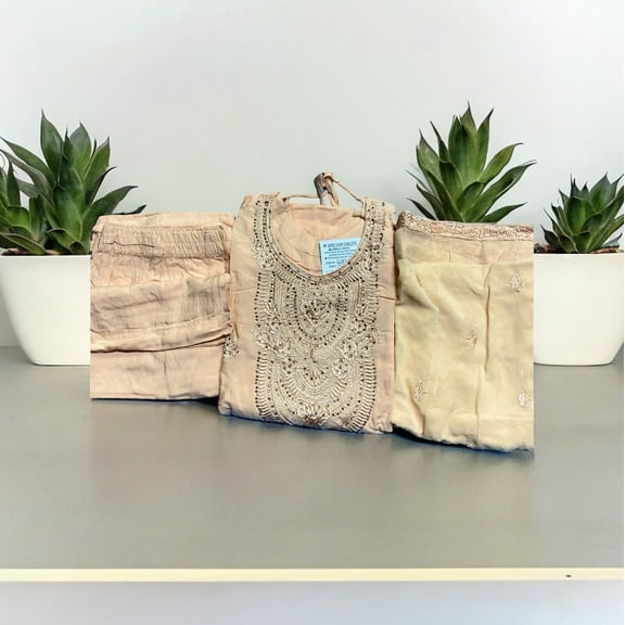 Traditional Embroidery work Cotton Long Sleeve Salwar Kameez Suit, Cultural Wear for Women,06