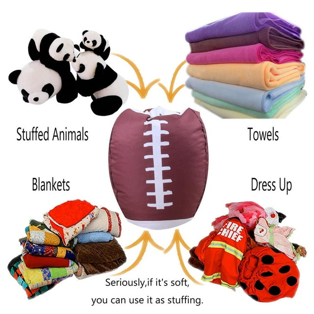 Silla de puf de almacenamiento, funda de puf de 18 pulgadas con cremallera para niños, juguetes de peluche, juego