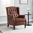 thumbnail image 3 of Noble House Bryce Standard Faux Leather Wing Back Recliner, Brown, 3 of 11