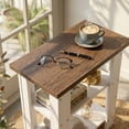 thumbnail image 6 of ZEXVIDA White Narrow Side Table with Oak Top, 3 Tier Modern Farmhouse End Table, Narrow White Nightstand for Bedroom, Nursery, Living Room, Coastal Small Bedside Table with Storage Shelves, 22.8" H, 6 of 10